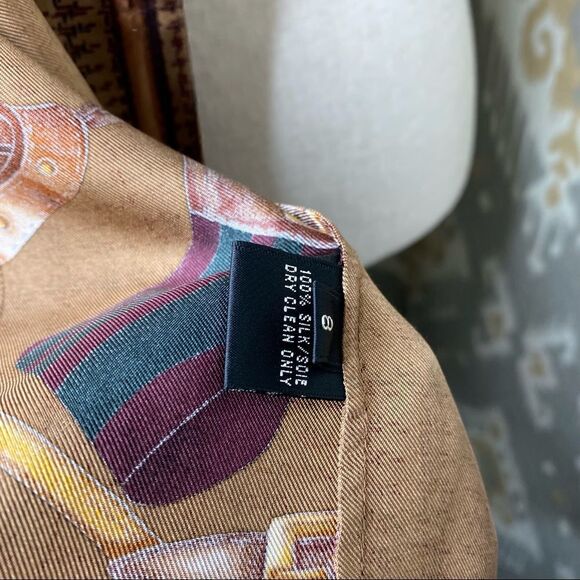 Ralph Lauren Brown Multi Glen Plaid Equestrian Elegance Silk Print Blouse - Picture 16 of 16